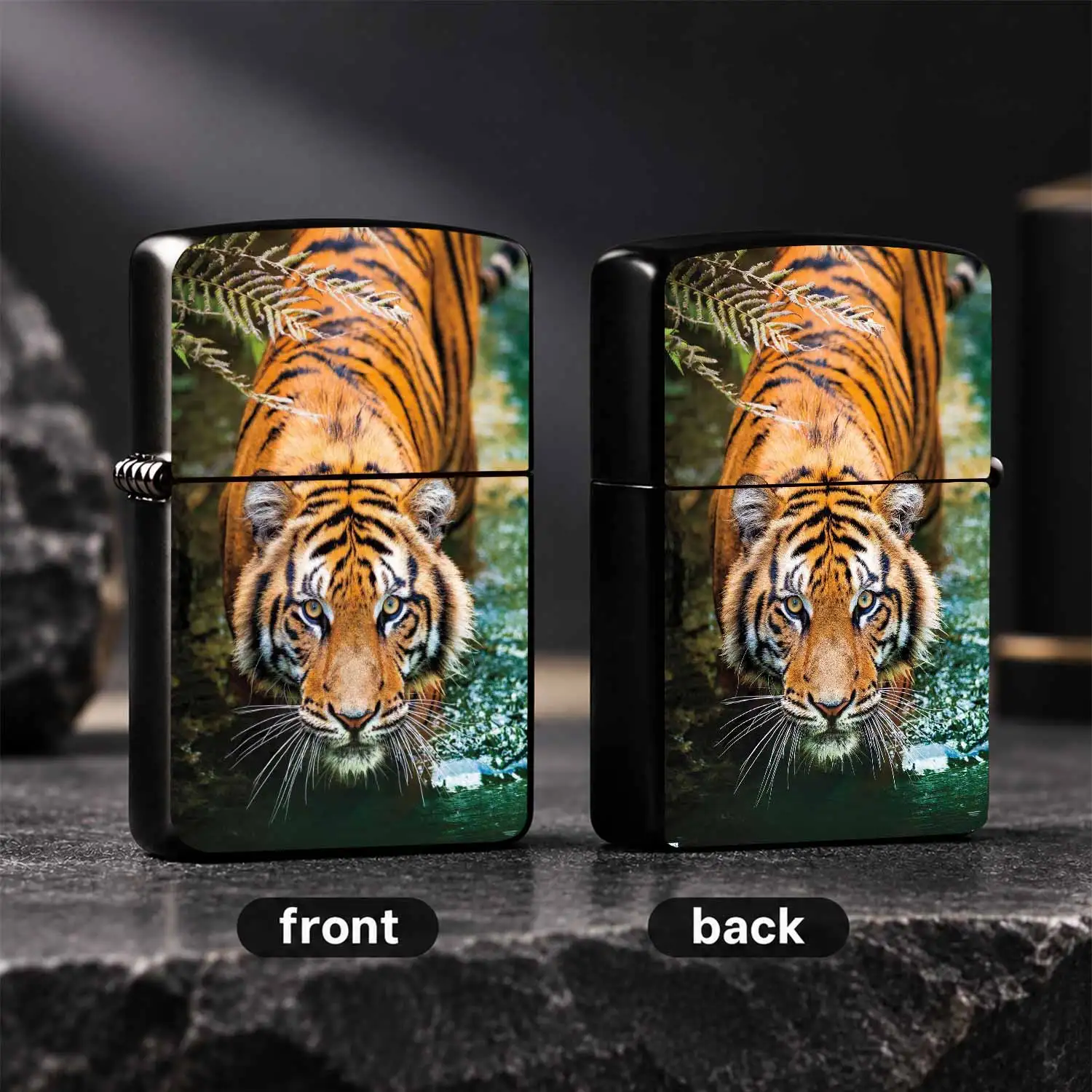 Majestic Wild Tiger Wading in Jungle Stream Themed Portable Ignition Accessory, Vivid HD Natural Wild Decor, Perfect for Daily Commute Outdoor Leisure All Scenarios, Stylish Practical Personalize A Humorous And Interesting Lighter