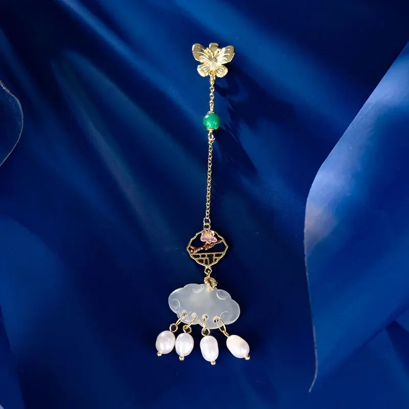 101, брошь с лацканами Cheongsam, кулон с кисточкой на груди, подвеска для аксессуаров для одежды Hanfu, жемчужный ретро-аксессуар