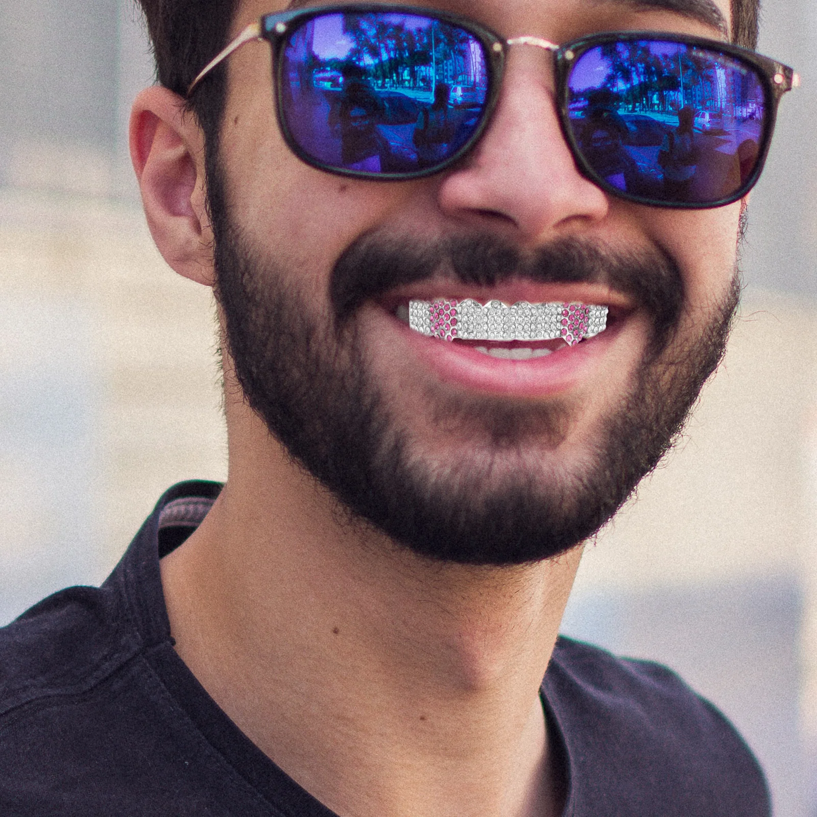 

1Set Hip Hop Teeth Grills Metal Decorative Braces Comfortable Fit for Rapper Party Cosplay Mouth Jewelry Grill Teeth