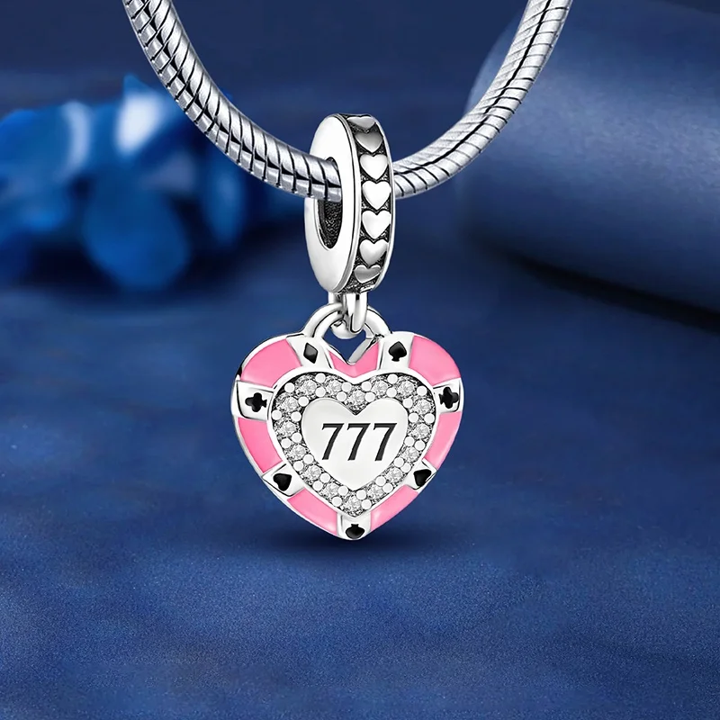 

Светящийся бант из стерлингового серебра 925 пробы Lucky 777, серия Love Heart, браслет из бисера, изготовление браслетов, подарок высокого качества, ювелирные изделия