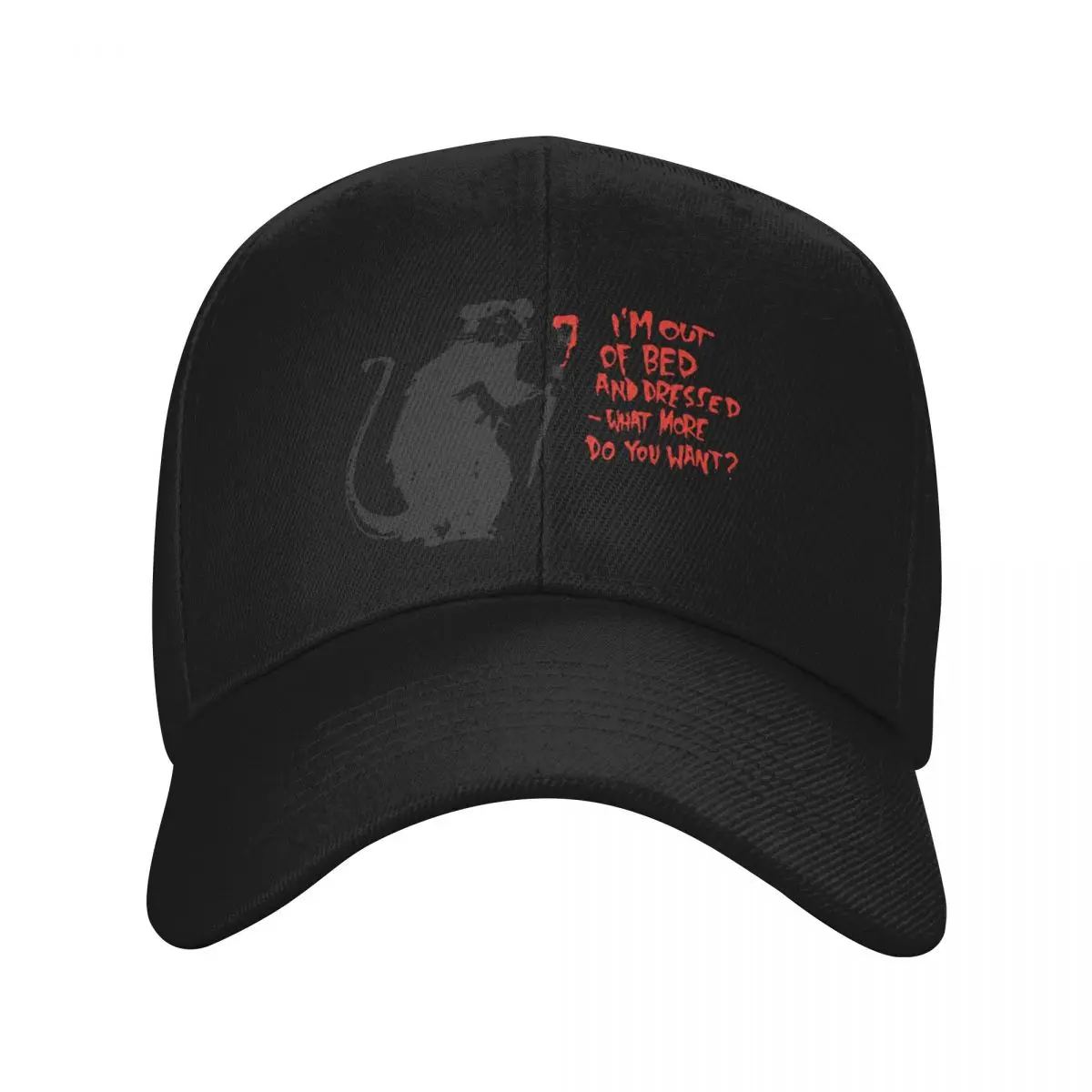 BANKSY Out Of Bed Rat Baseball Cap Mountaineering Funny hats Male hat Woman Hats Men's