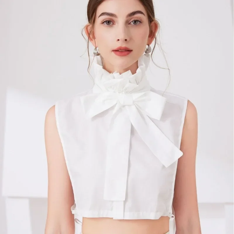 Hoher Kragen für Damen, abnehmbarer Stehkragen, Bluse, halbes Hemd, gerüschter dekorativer Pullover, falscher Kragen, Oberteil, Kleidungszubehör
