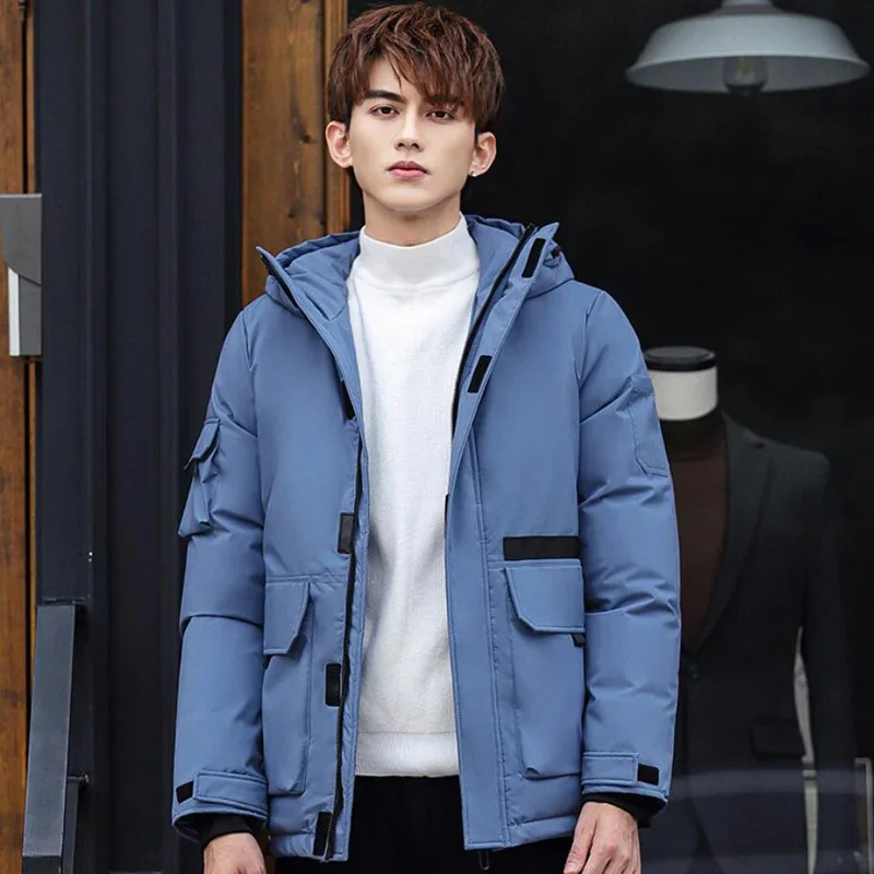 

Men Winter Jacket New Fashion Blue Duck Down Jackets Men Hooded Down Jackets Warm Outwear Designer Black Coat Parkas Male