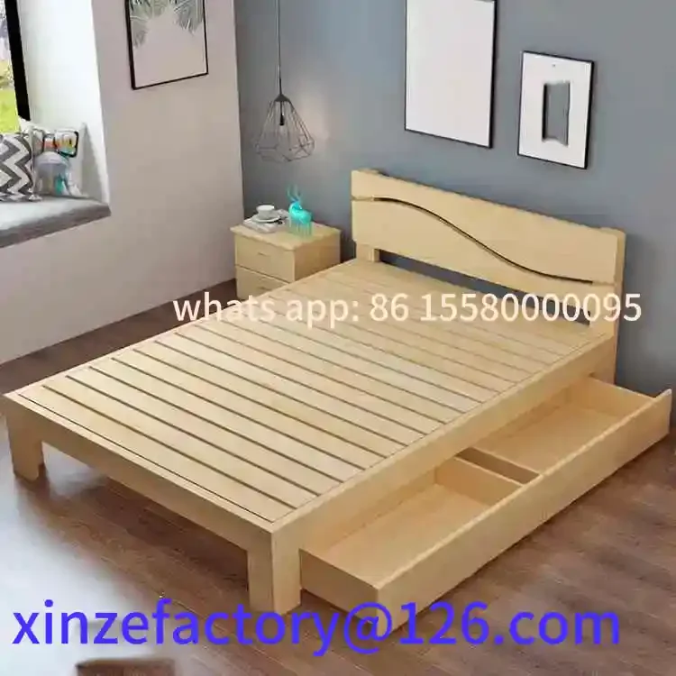 

Customizable Wood Double Bed Master Bedroom