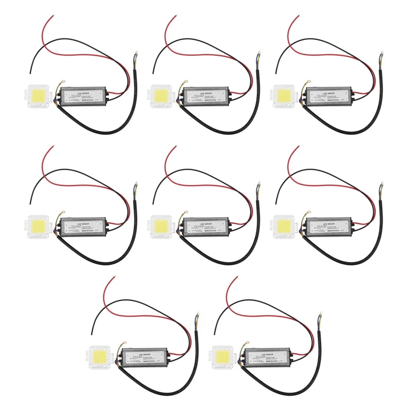 

8X 50W LED Driver Waterproof IP67 Power Supply High Power Adapter + 50W LED Chip Bulb Energy Saving For DIY Daylight