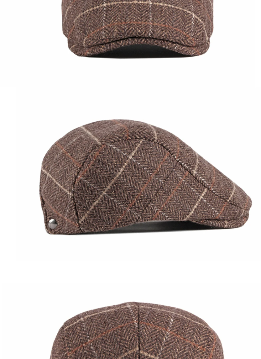 HT2903 Baskenmützen für Männer und Frauen, Retro-Künstler-Malermütze, karierte Baskenmütze, flache Ivy-Mütze für Damen und Herren, 2026 neue Herbst-Winter-Wollmütze. – Detail 7