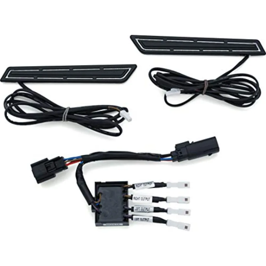 L.E.D. Saddlebag Hinge Accents for '14-'19 Touring, Satin Black, enhanced visibility and durable metal construction