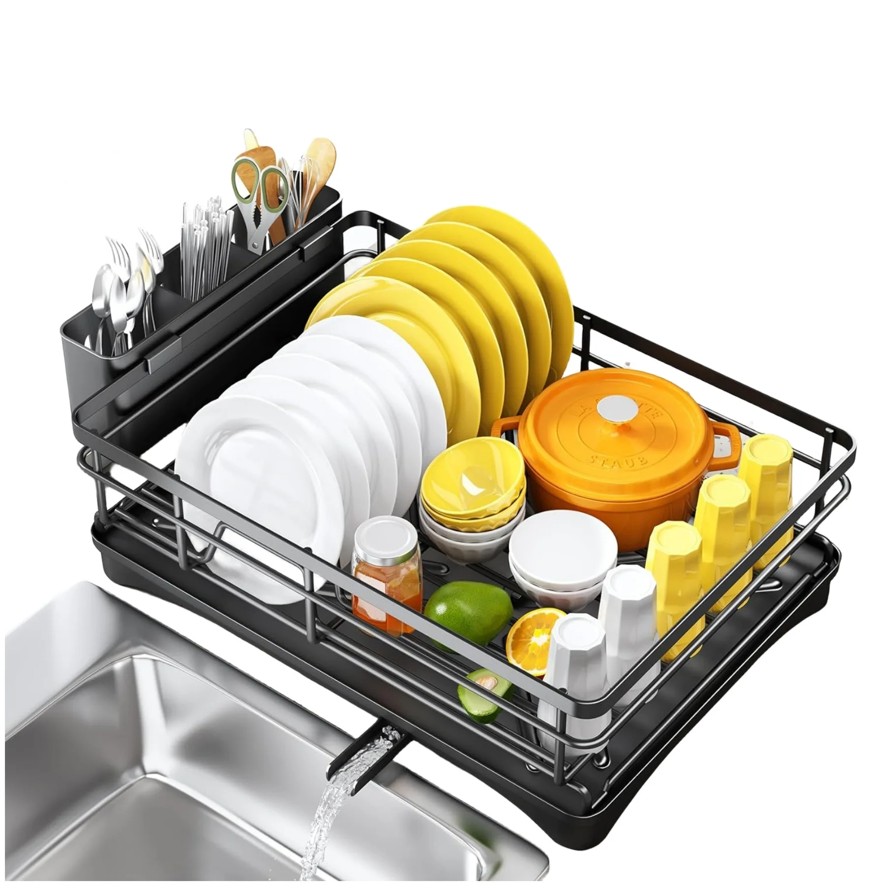 

Dish Drying Rack For Kitchen Counter Large Dish Rack With Drainboard Rustproof Dish Drainer With Utensil Holder For Sink