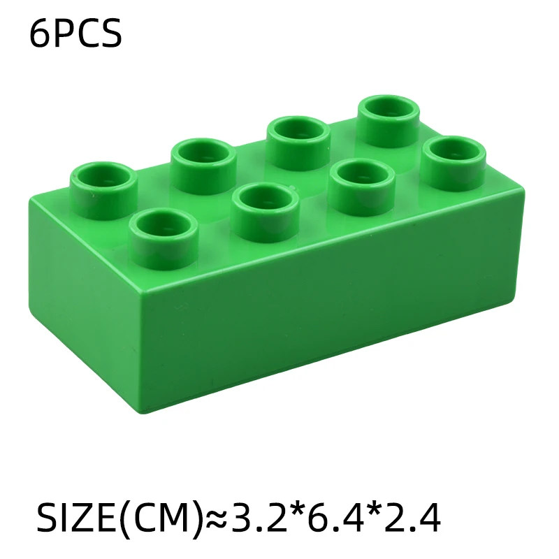 6Pcs 2X4 Big Size Colorful Building Blocks Large 2*4 Dot Thick Bricks Educational Creative Kid Toys Compatible