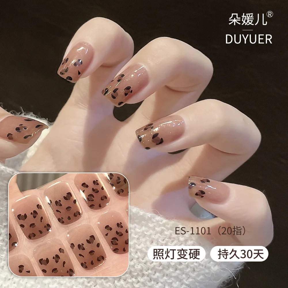 20 punte adesivo per unghie gel semipurato lampada UV necessaria copertura completa smalto gel per unghie avvolge manicure stampa sulle unghie decalcomania gel UV