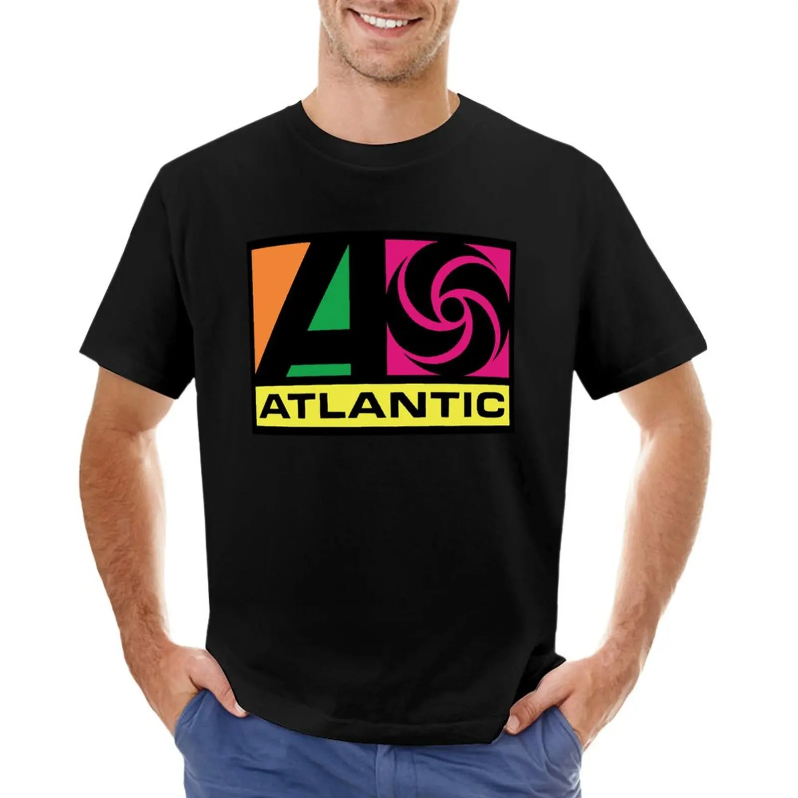 Atlantic Records T-shirt korean fashion customizeds plain white t shirts men