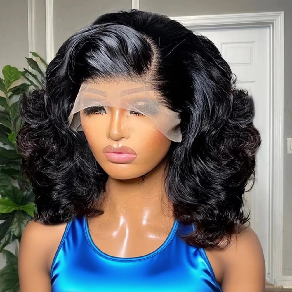 Body Wave Brésilien Bob cheveux humains courts Perruques frontales en dentelle transparente 13x6 HD Perruques de cheveux humains sans colle 13x4 7x4 pour les femmes 250%