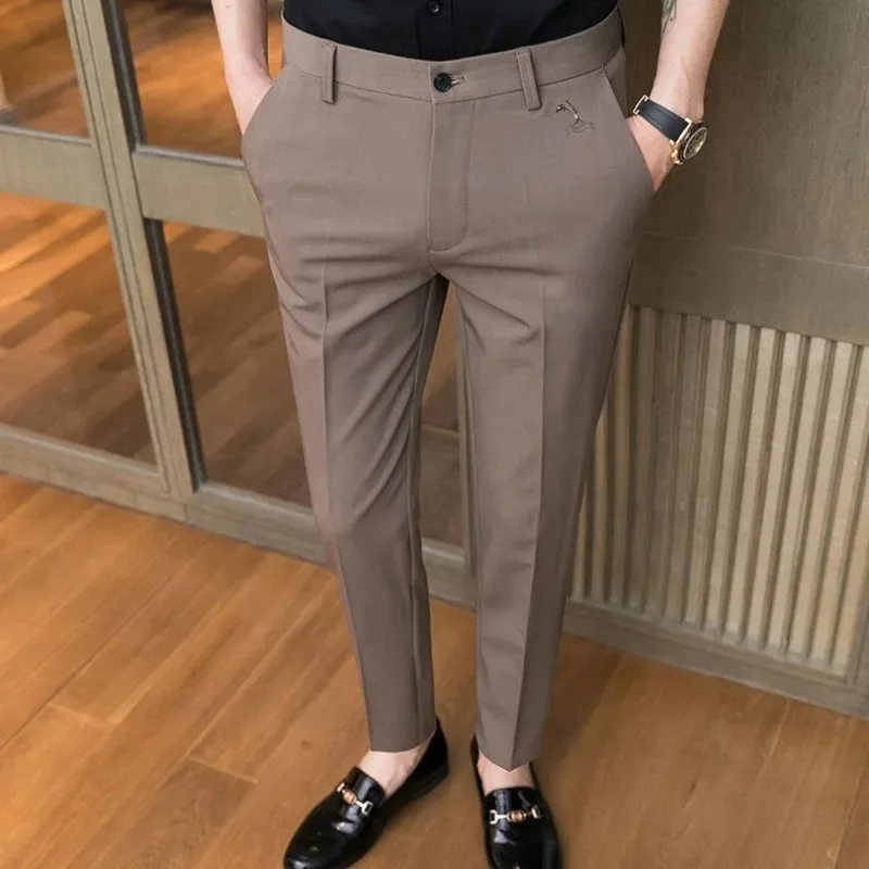 Men\'s Casual Pants Pocket Office Business Male Trousers Summer Tailoring Loose Straight Thin Slim Fit Baggy Low Price Stylish