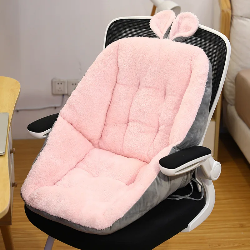 Cartoon Plush Cushion Bunny Ears Animal Chair Back Cushion Soft Comfortable Office Chair Seat Mat Thicken Warm Kids Room Decor