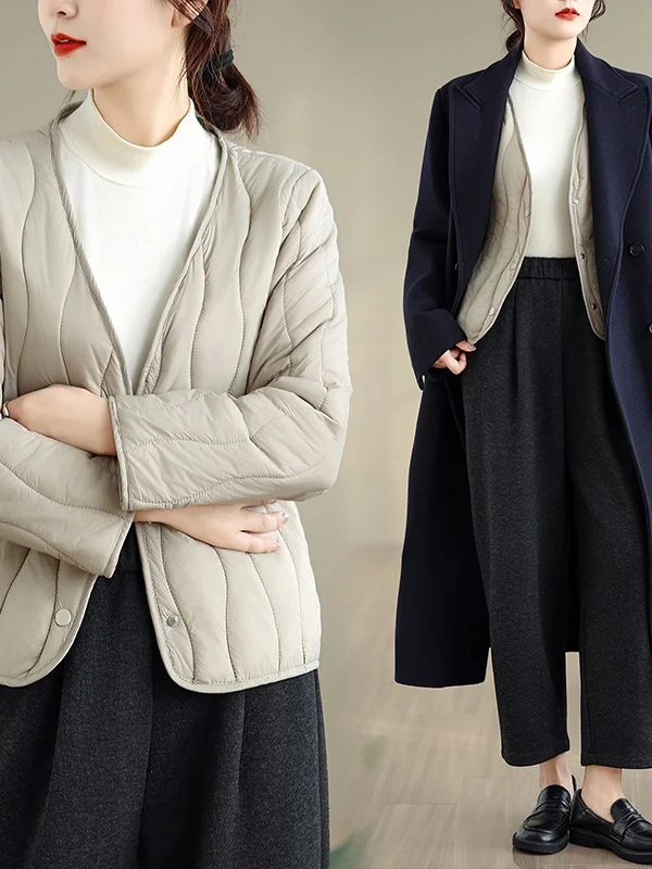 เสื้อแจ็คเก็ตอเนกประสงค์น้ำหนักเบา บุด้วยขนเป็ด สำหรับใส่เป็นเสื้อตัวในหรือเสื้อตัวนอก แฟชั่นผู้หญิง คอลเลคชั่นใหม่ ฤดูใบไม้ร่วง ฤดูหนาว
