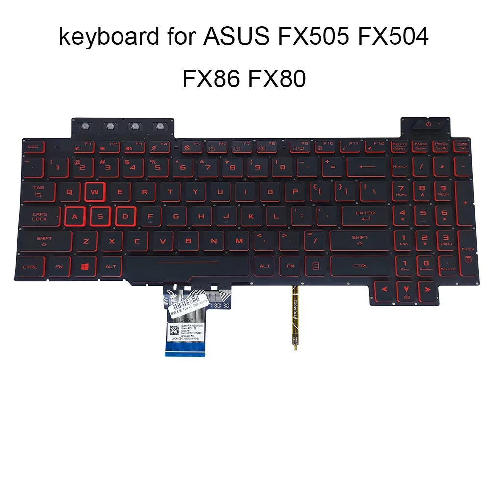 Teclado Retroiluminado Vermelho dos Eua Asus Jogos Tuf Fx504 Fx504gd Fx504ge Fx504gm Fx80 Fx80g Fx80ge Fx80gm Fx80gd Fx80g Zx80g V170746es1