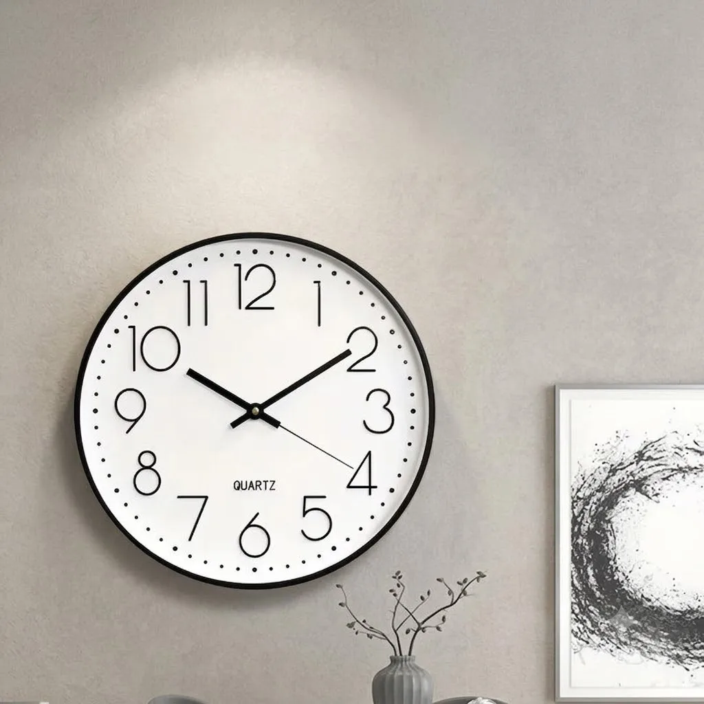 8 Zoll Geräuschlose Quarz-Wanduhr Einfache Digitale Wanduhr Haushaltsdekoration für Wohnzimmer Schlafzimmer Heimdekoration