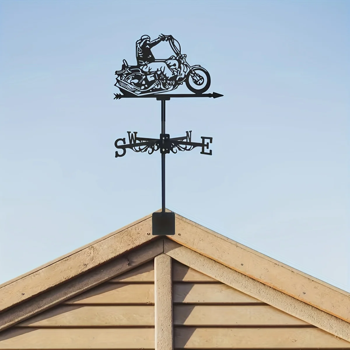 Retro motorcycle metal wind vane - durable iron weather indicator, suitable for courtyards, roofs, lawns - perfect choice
