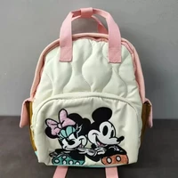 Nueva Mochila Mini de Disney Mickey y Minnie Mouse 2026, Linda Bolsa Acolchada Bordada para Niñas Pequeñas, Color Rosa Crema, Bolsa de Hombro Infantil