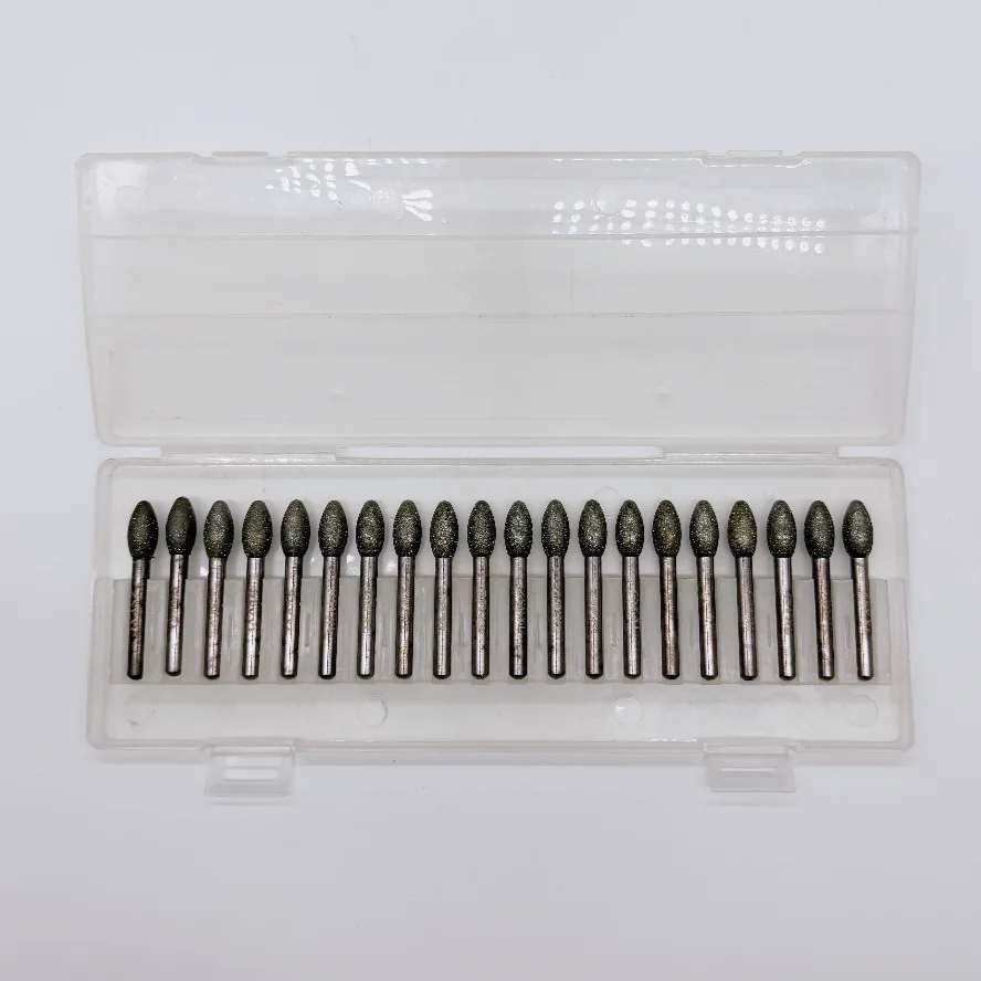 

20pcs Length 60mm 6x8mmm Oval Grinding Head Egg-shaped Rotary Tool Drill Bit for Grinding Jade, Stone, Marble, Glass