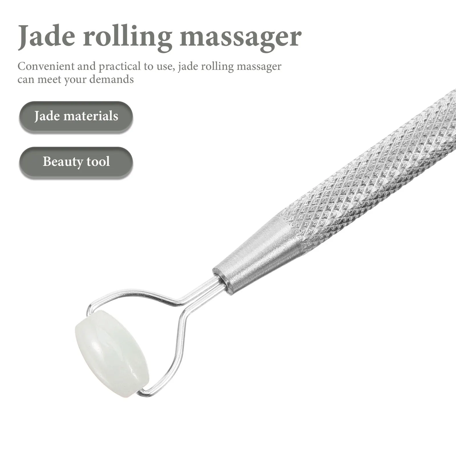 Jade Rolling Facial Massager Compact Portable Lightweight Eye Nose Face Massage Tool Safe Comfortable Stainless Steel for Women
