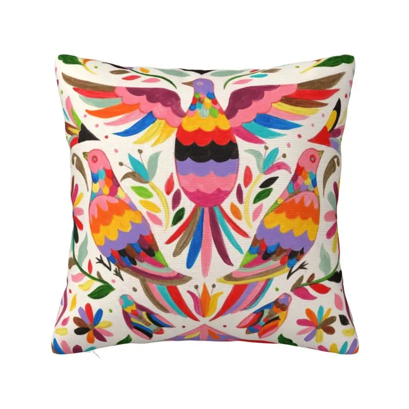 Mexican Flowers Otomi Birds Cushion Covers 45x45cm Velvet Throw Pillow Case Sofa Chair Square Pillowcase Living Room Decoration