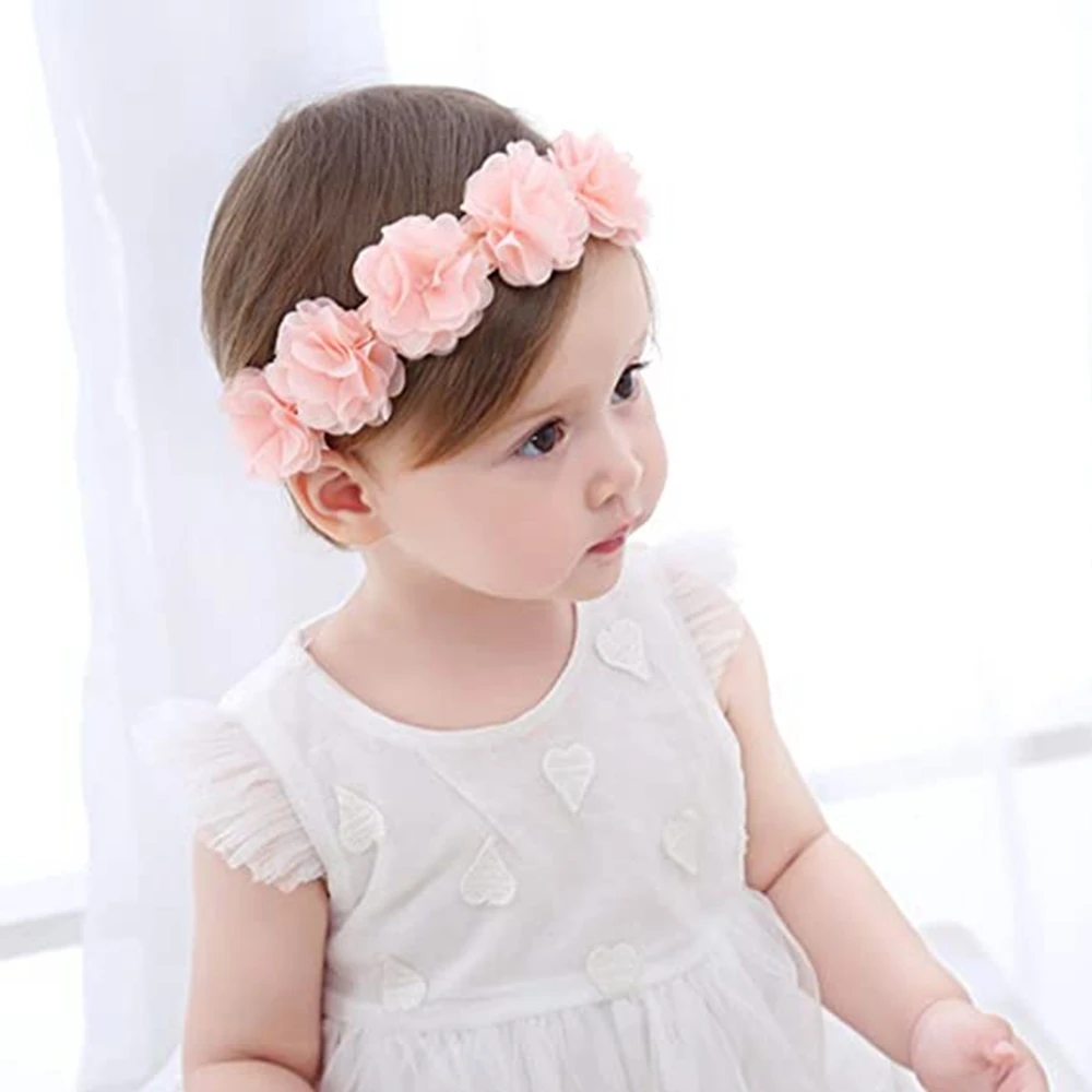 Baby Girls Headbands Chiffon Flower Soft Stretchy Hair Band Hair Accessories for Baby Girls Newborns Infants Toddlers and Kids M