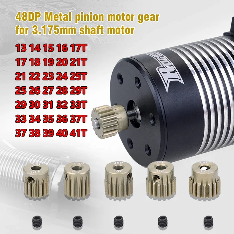 SURPASS HOBBY-Pinhão de metal da engrenagem do motor, 32DP, 48DP, 64DP, M0.6, M0.8, 12T-50T para 1/10, 1/12 RC carro, motor do eixo de 3.175mm, 540, 3650, 5 PCes