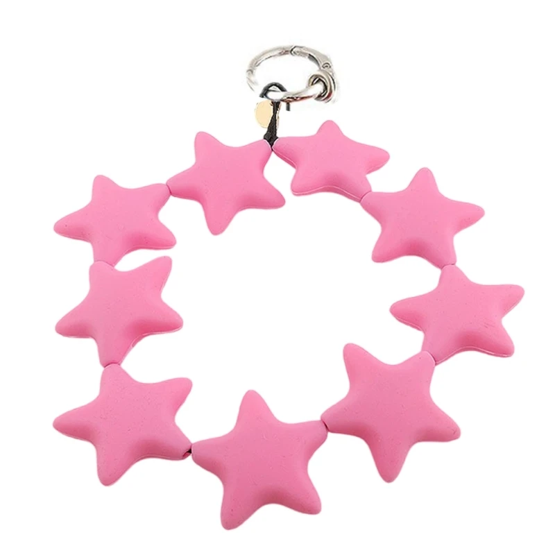 Multicolor Star Phone Strap Colorful Keychain Pendant Acrylic Wrist Chain for Mobile Security Stylish Purse Decoration