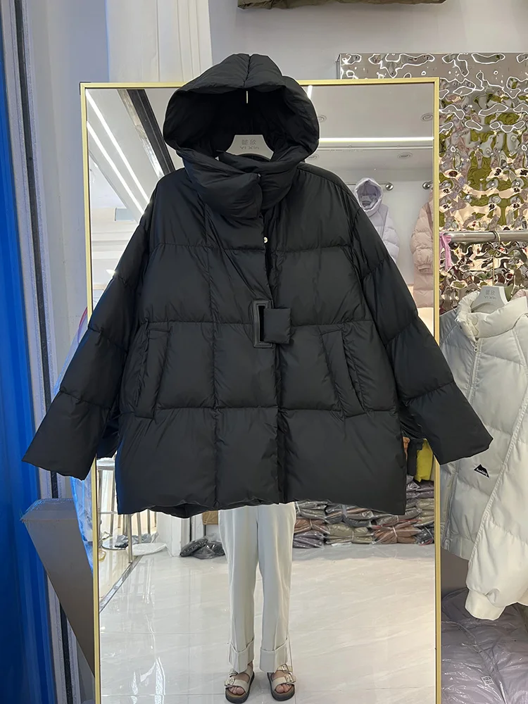 Autumn Winter New Warm White Duck Down Coat 2025 Korean Versatile Hoodie Thickened Soft Puff Fluffy White Duck Down Coat