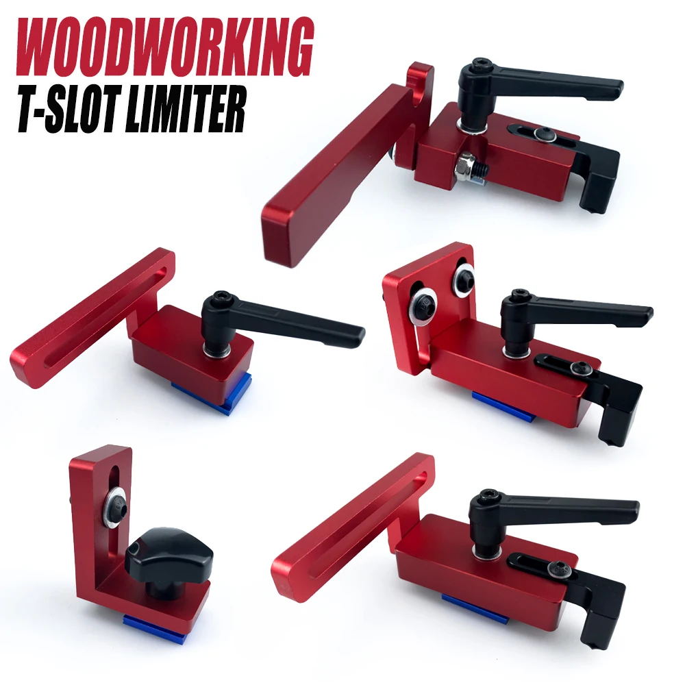 

Woodworking T-track Stop T-Slot Limiter Aluminium Miter Track Fence Flip Stop Chute Locator Carpenter DIY Workbench Accessory