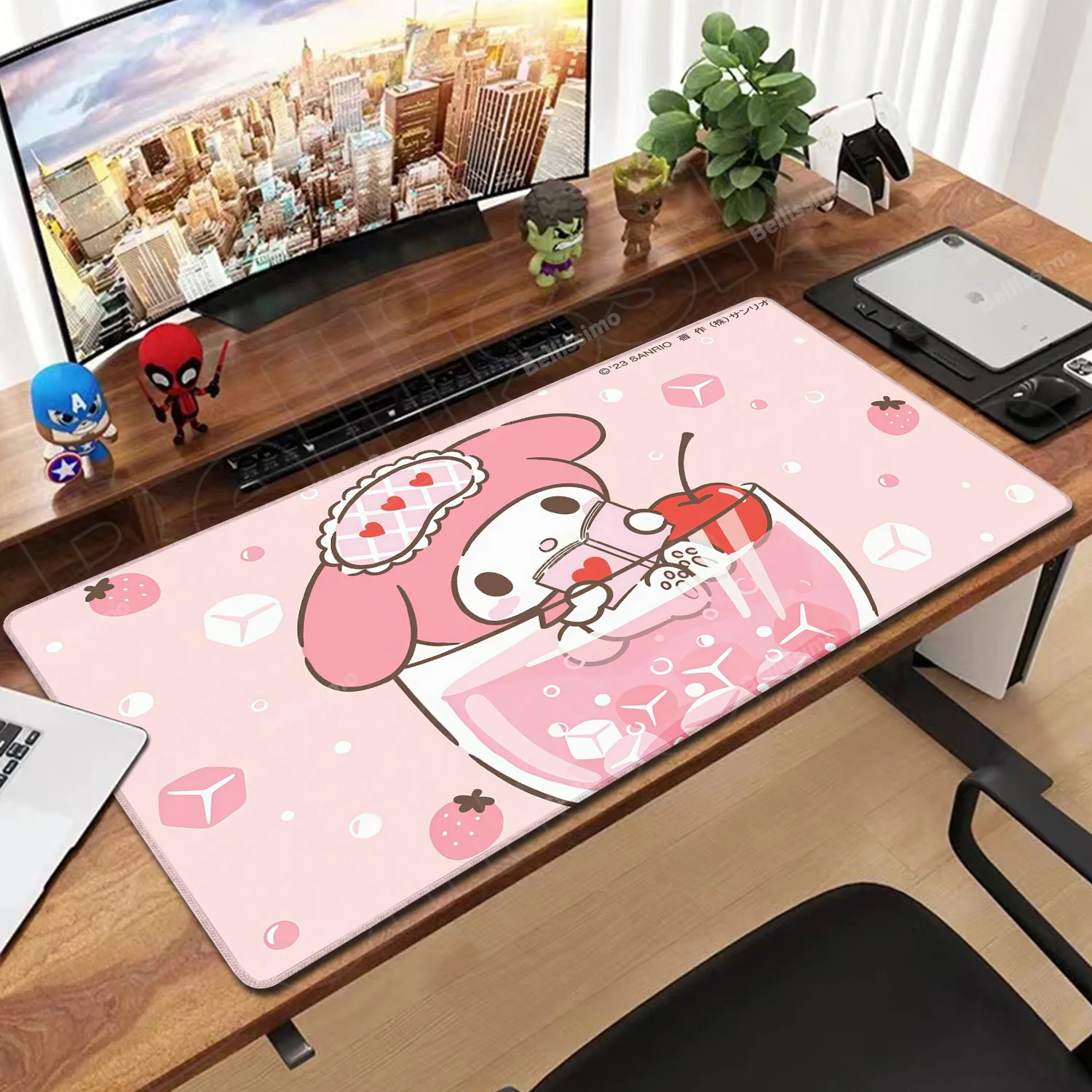 Mouse Pad Large Kawaii My Melody Cute Mat Pink Office Keyboard Desk Mat Laptop Gaming Accessories Large Natural Rubber Mousepad