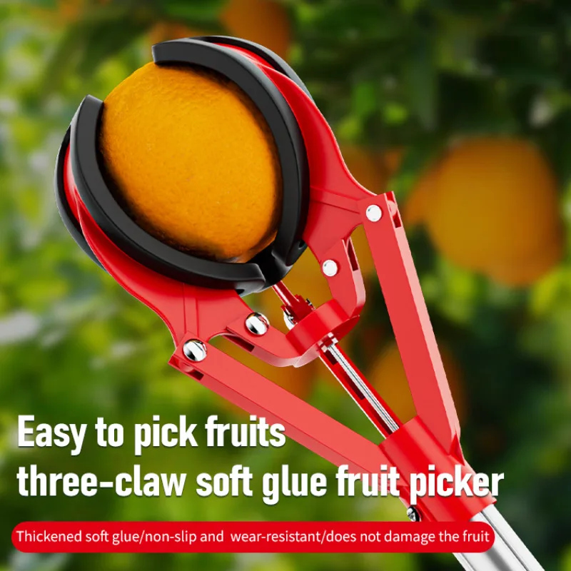 1m Retractable Fruit Picker Aerial Fruit Picking Tool With Soft Rubber Picking Clips Without Hurting Portable Farming Supplies