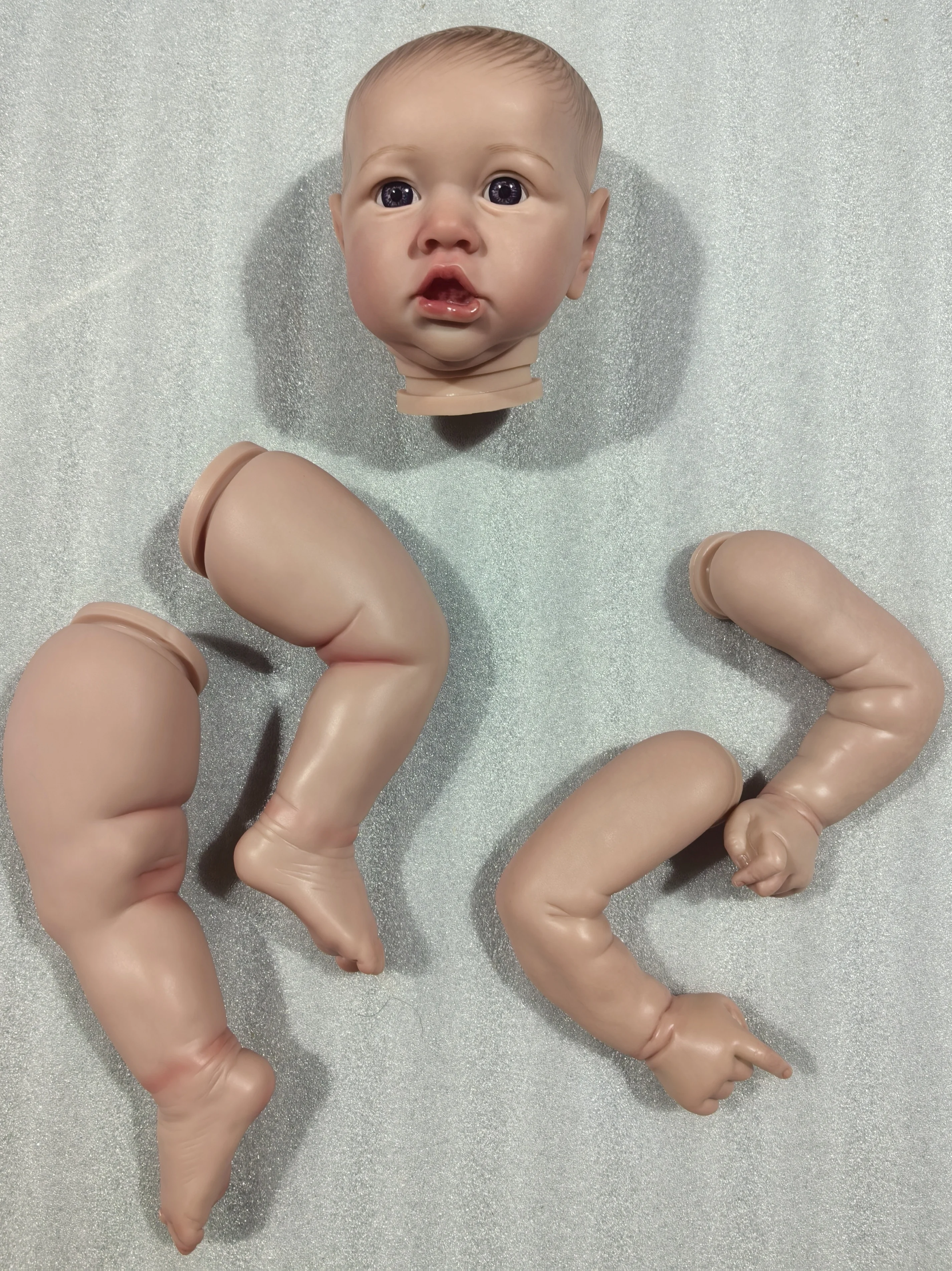 NPK 22inch Lifelike Reborn Doll Kit Saskia - Newborn Painted Unfinished Doll Parts with Hand Drawn Hair for Collectors
