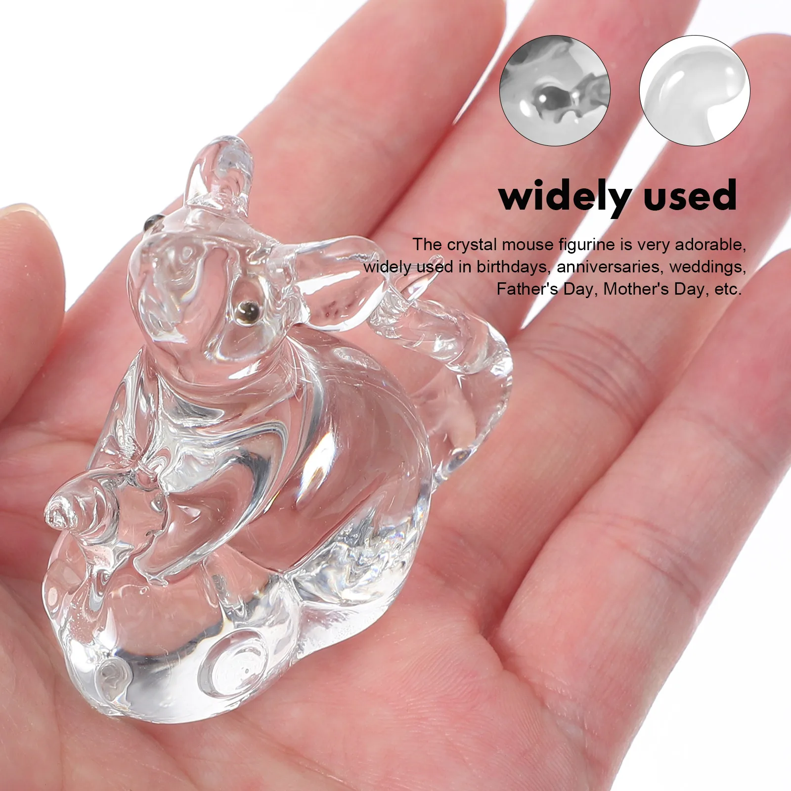 

Adorable Crystal Mouse Tea Pet Fine Craftsmanship Desktop Decor for Shelf Table Home Garden Decoration Romantic Animal Sculpture