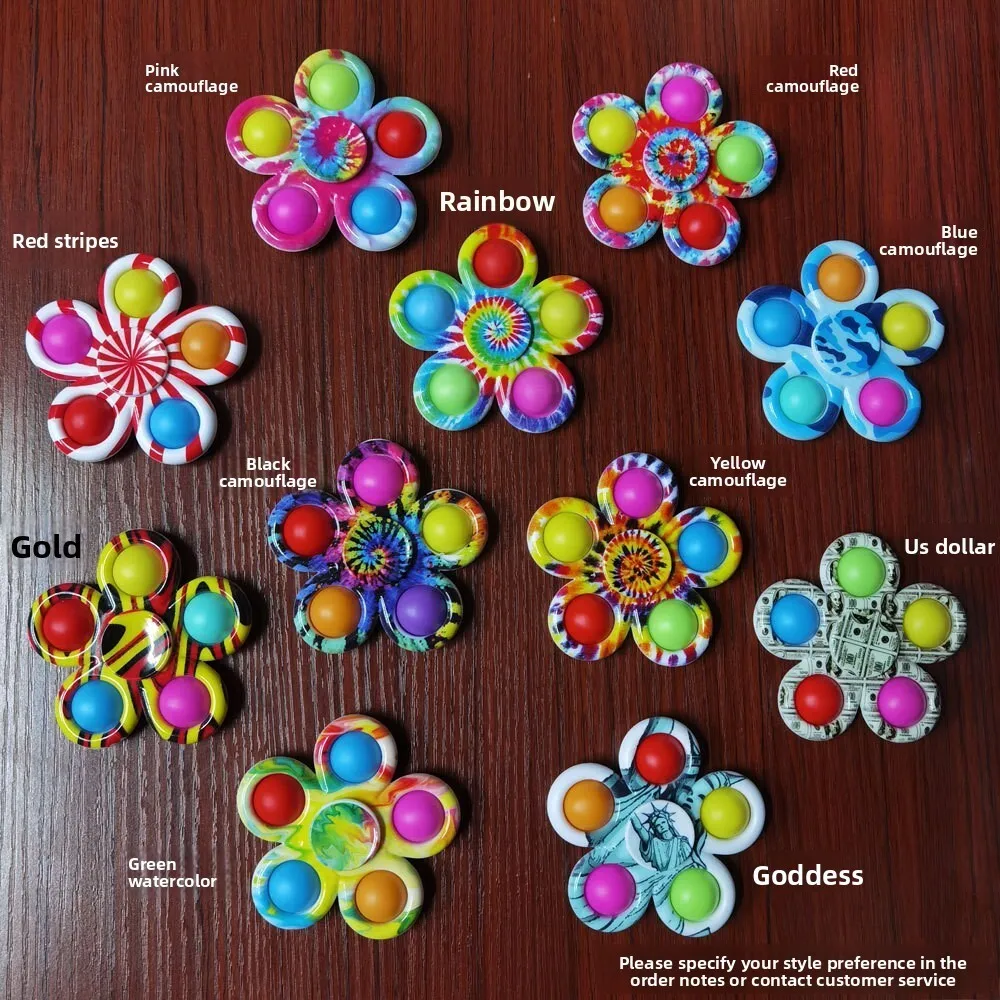 Silicone Rotating Finger Fidget Spinner Bubble Pop Toy for Kids and Adults Stress Relief Sensory Stimulation Game Gift