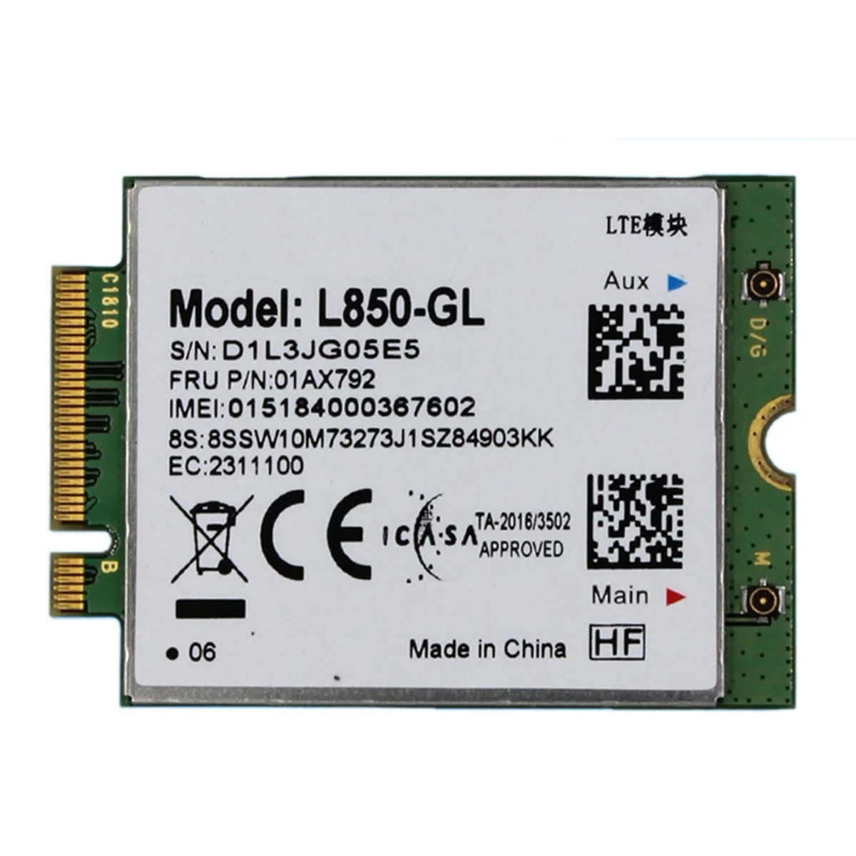 

L850- 01AX792 Беспроводной модуль карты M.2 4G LTE для X1 Carbon T480S T580 P52 X280 X390 X395 P53 T490-AB01