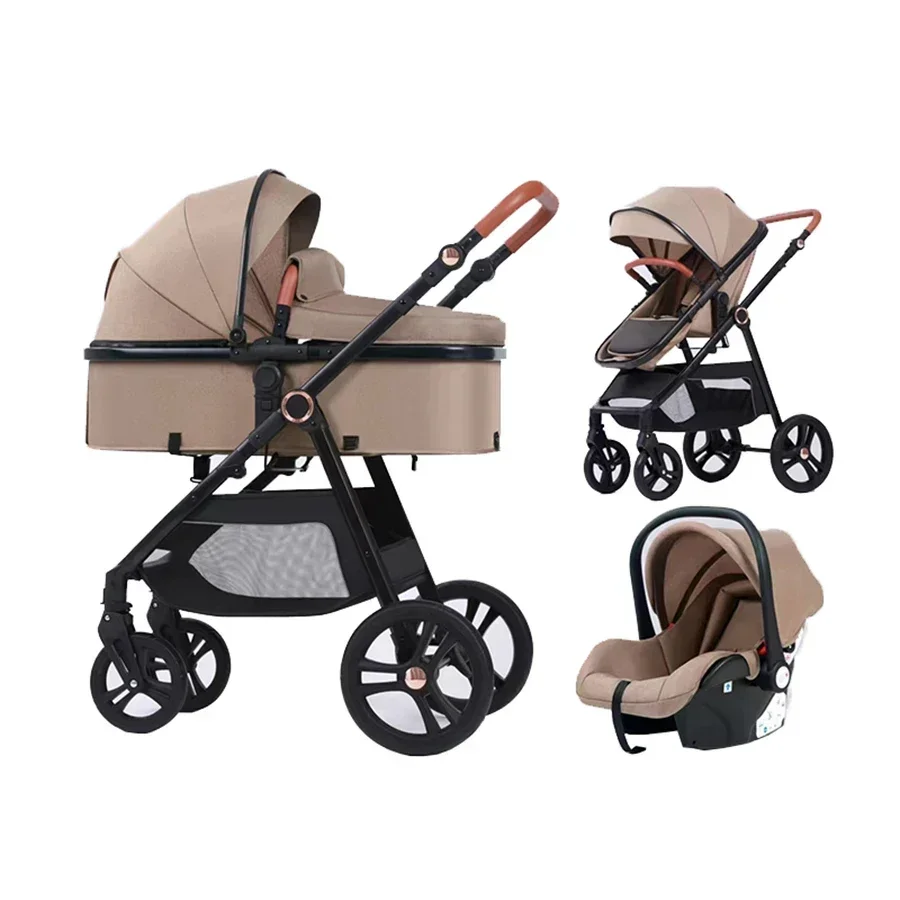 2024 new style Light weight Folding 4 wheels Baby Stroller 3 in 1 strollers for babies