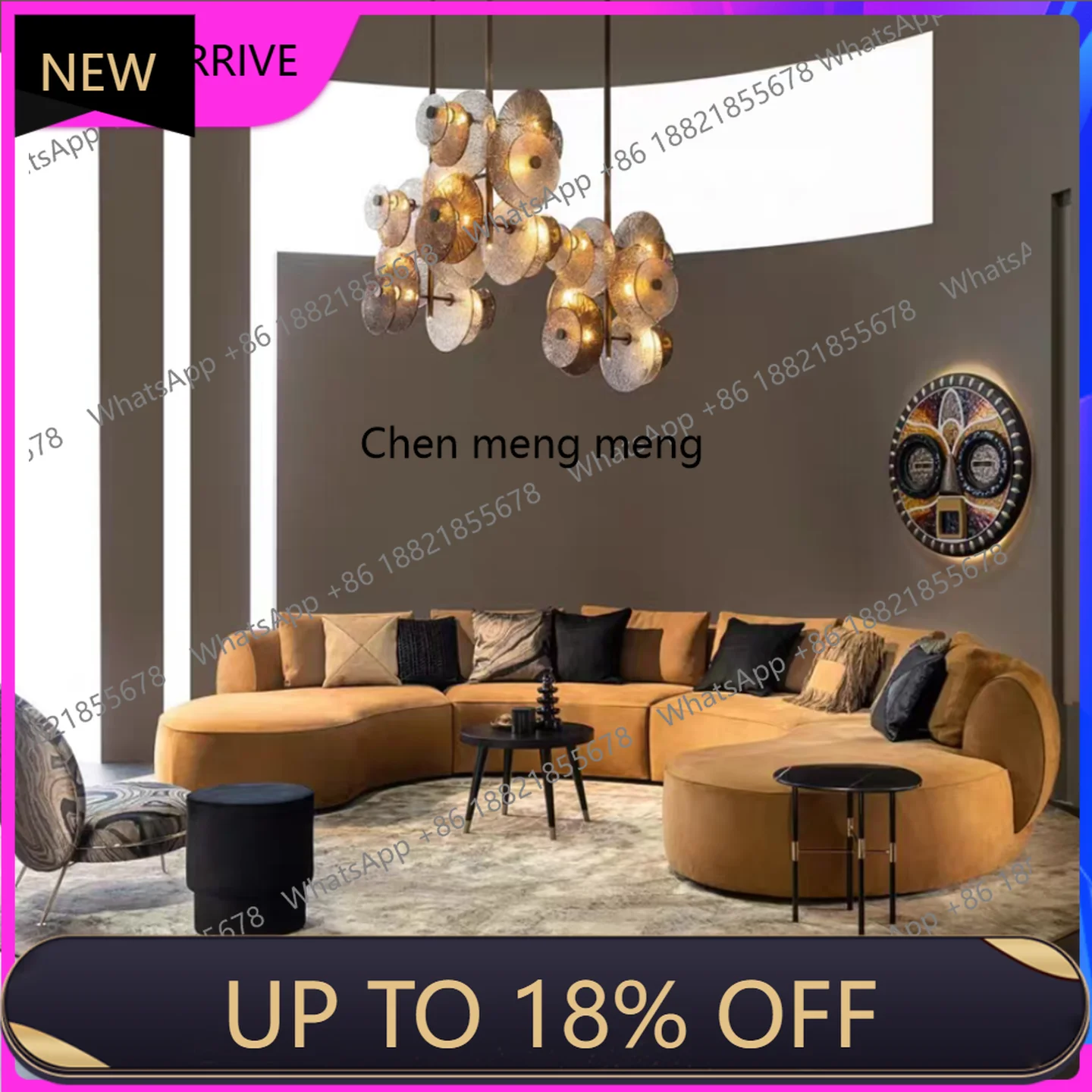 

M78 Italian minimalist semi-circular curved sofa living room light luxury designer fabric sofa