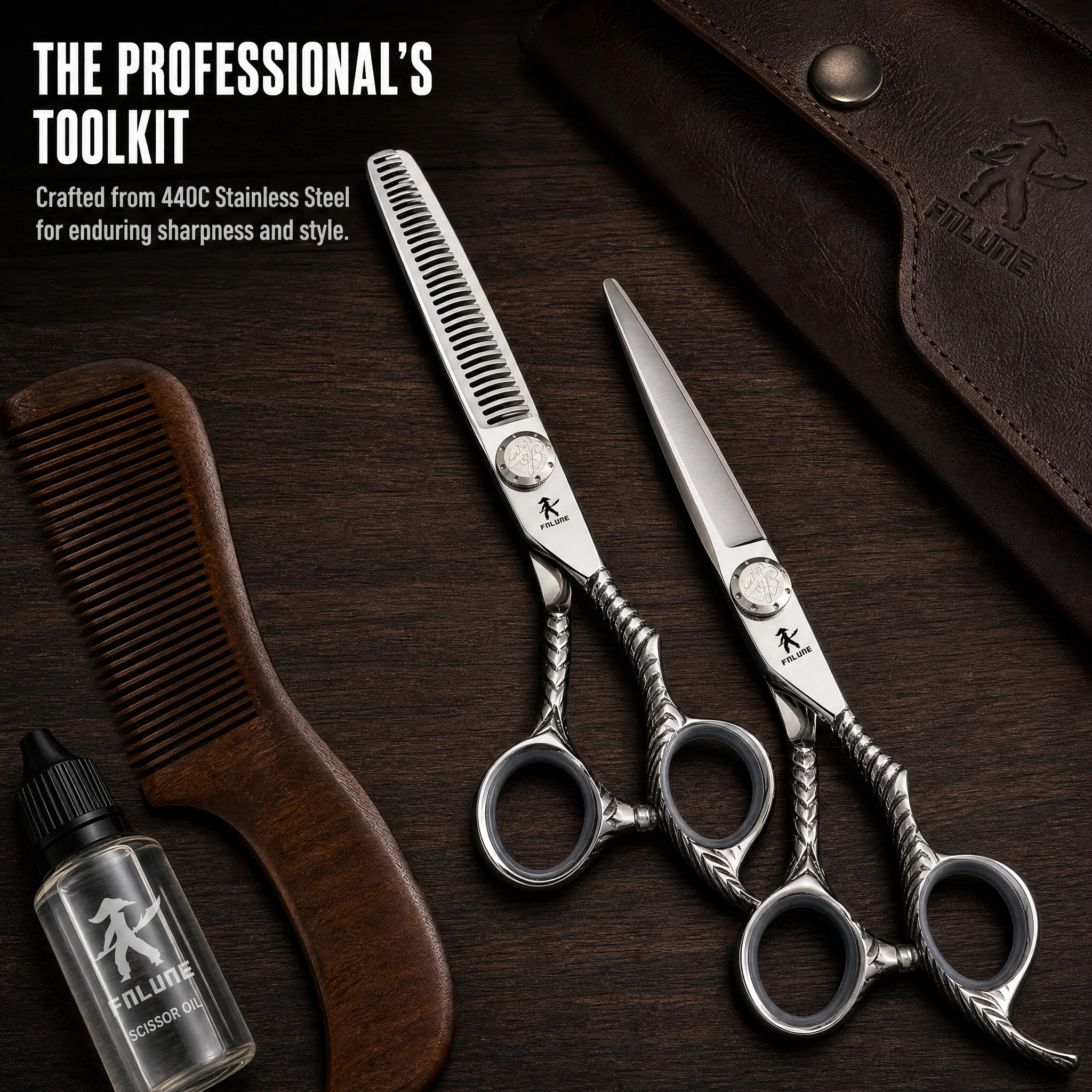 

FnLune 6inch Hairdressing Barber Hair Scissor Professional Hairdressers Barbers Stainless Steel Hair Cutting Shears Salon Barber