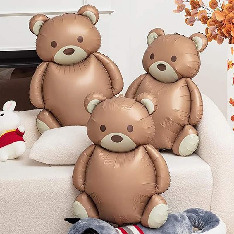 3pcs Frosted Bear Foil Balloons 35inch Bear Brown Theme Party Decor Ballons Birthday Graduation Ceremony Baby Shower Balloon