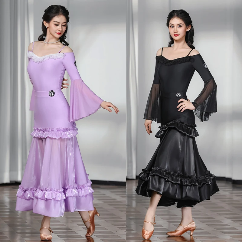 

Adults Waltz Ballroom Dance Competition Dresses For Women'S Latin Dance Clothing Female Tango Modern Dancing Suits DQS20006