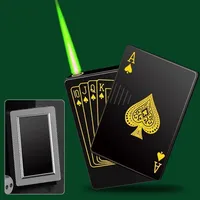 Metal Playing Cards Butane Lighter Windproof Jet Flame Ace of Spades Cigarette Lighter Fun Gift For Men Smoking Accessories