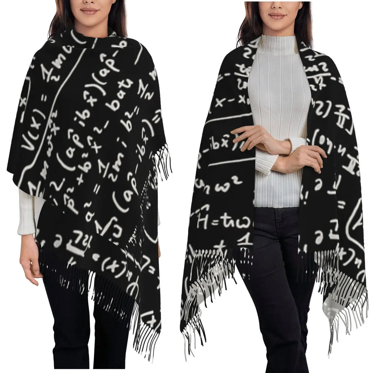 Quantum Physics Formula Scarf Tassel Scarves Women Soft Warm Shawls and Wraps Large Fall Winter Shawl Wrap