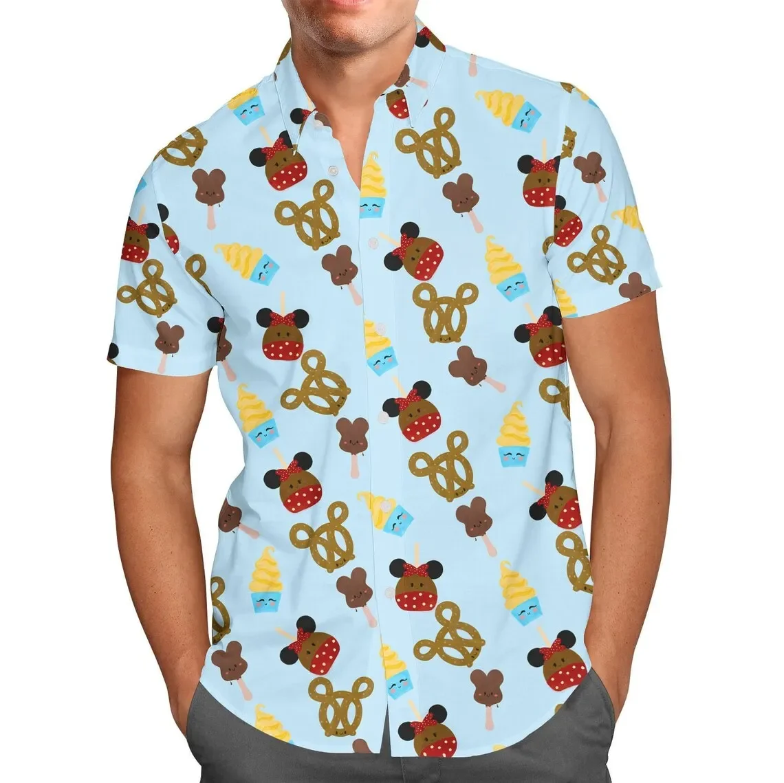 Safari Mickey Ears Hawaiian shirt Disney Animal Kingdom Inspired Men's Button Down Short-Sleeved Shirt in men casual beach shirt