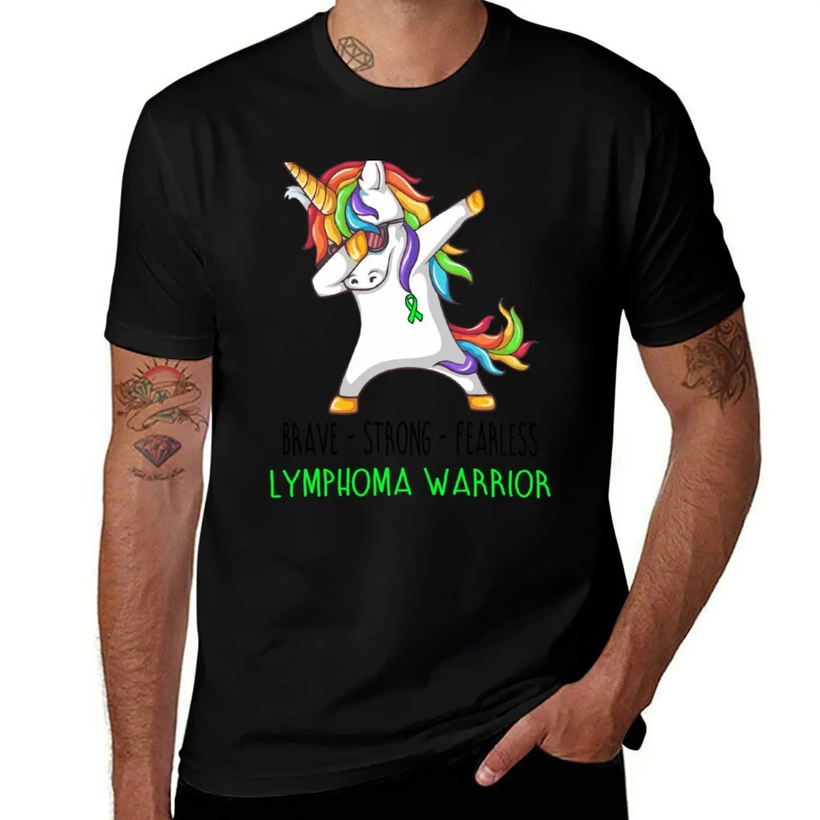 T-shirt Lymphoma Warrior Brave Strong Fearless, haut de fitness à manches courtes, séchage rapide
