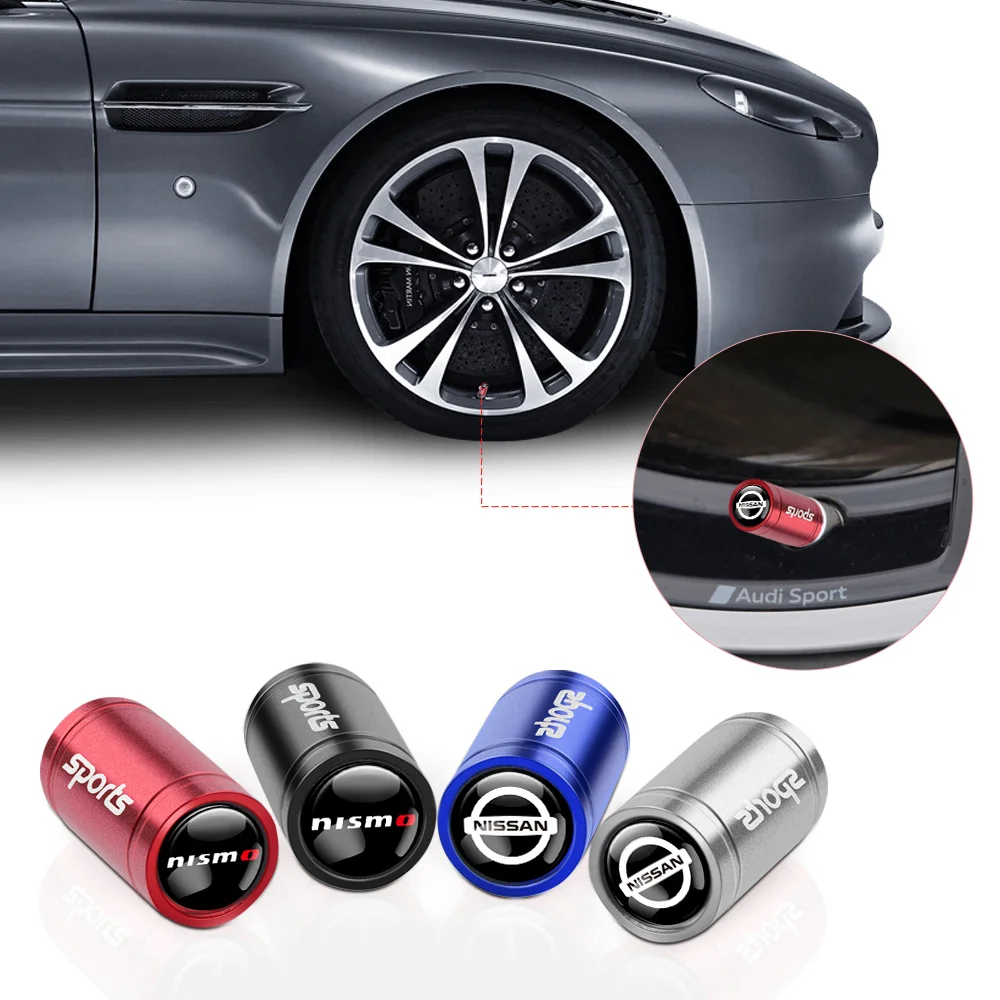 4pcs Car Tire Valve Cap Metal Dust Cover Accessories Dustproof For Nissan Nismo GTR Teana Versa Almera X-Trail Xterra Qashqai