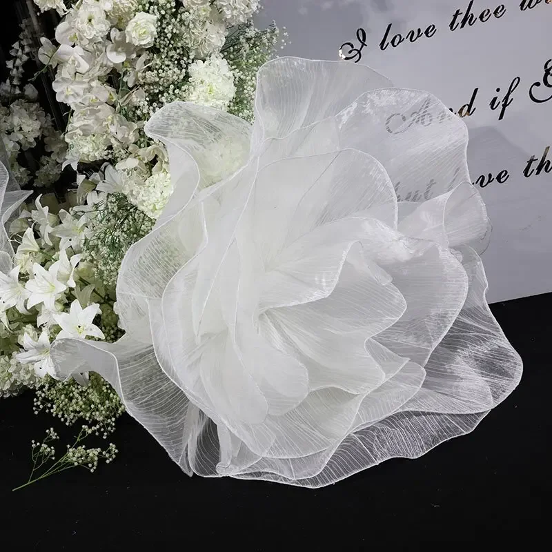 Riesige Organza-Blumen als Hochzeitshintergrund-Dekoration, Künstliche Gaze-Blumen für Geburtstagsfeiern, Veranstaltungen, Bühnen- und Fensterdekoration – Detail 5