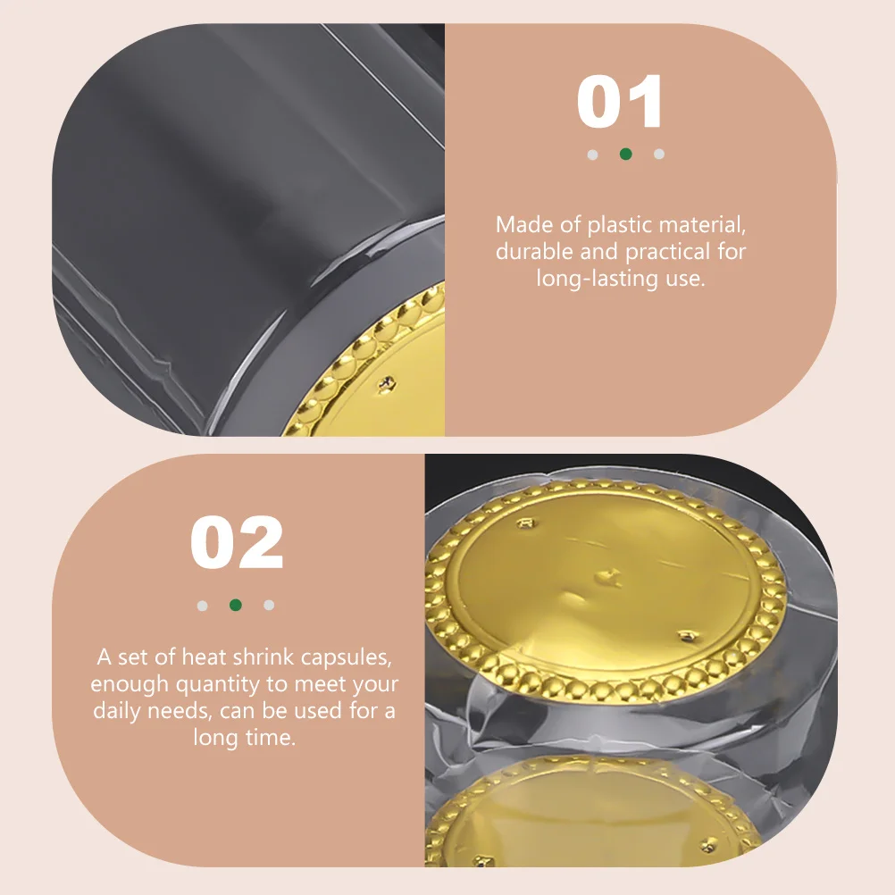 

50pcs Plastic Wine Bottle Sealing Caps Heat Shrink Covers Lightweight Transparent Accessories For Home Bar Decoration