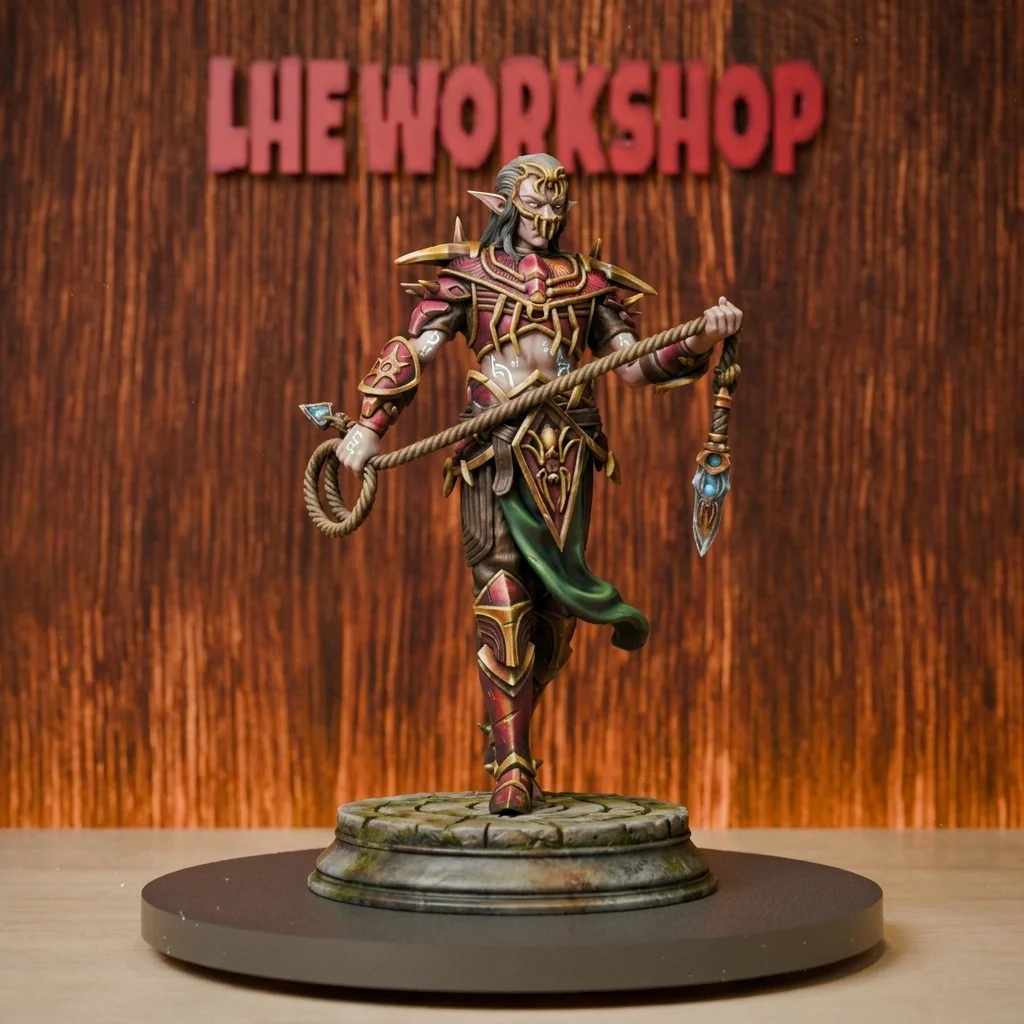 Female Drow Warriors with Whip Miniatures | 28mm-75mm | Resin 3D Printed DND Pathfinder Mini | Unpainted Grey